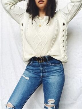 Diane Von Furstenberg Lakota Cream Color Cable Knit Sweater Women's Size S